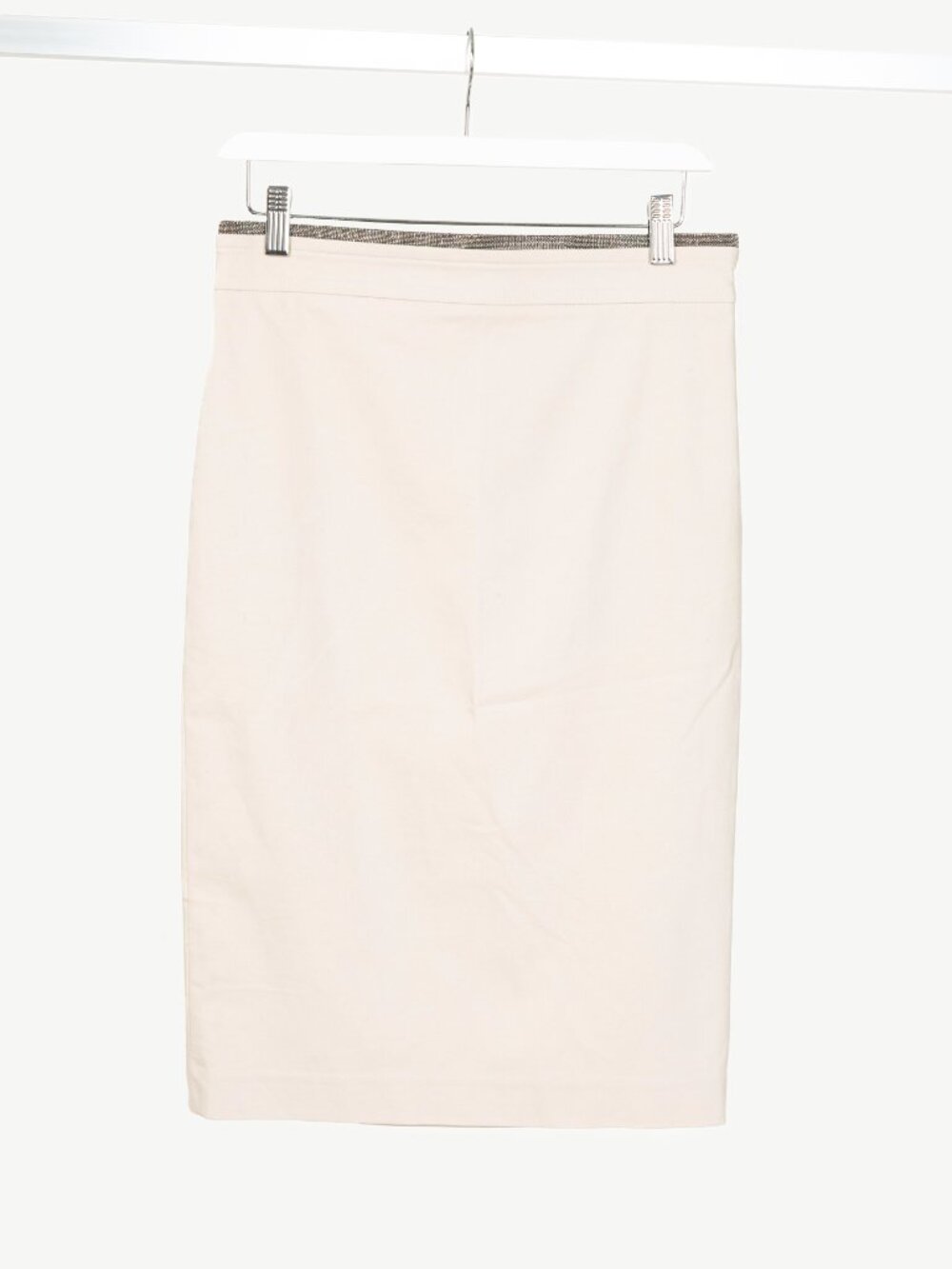 Brunello Cucinelli SS15 Nude Cotton Monili-Waist Pencil Skirt